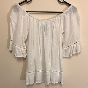 Off the shoulder embroidered floral top